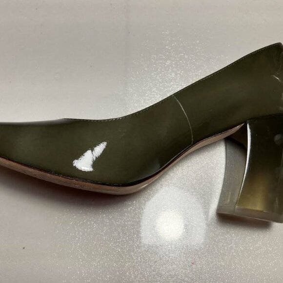 Tory Burch Banana Heel Shoes in Moss with Glassy Block Heels, Square Toes  7 EUC - Picture 3 of 12